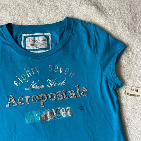 Deadstock Blue Embroidered Aeropostale Tee - Picture 2 of 8